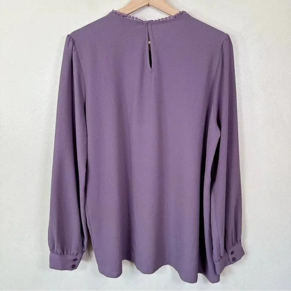 Halogen Womens Size 1X Crochet Pullover Lavender Long Sleeve Blouse - Picture 15 of 15